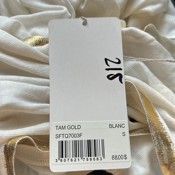 Zadig and Voltaire Shirt Tam Gold Tank Top Hand Painted Modal White Sz S NEW - Picture 9 of 14